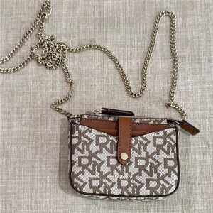 DKNY Monogram Mini Crossbody with Chain Strap